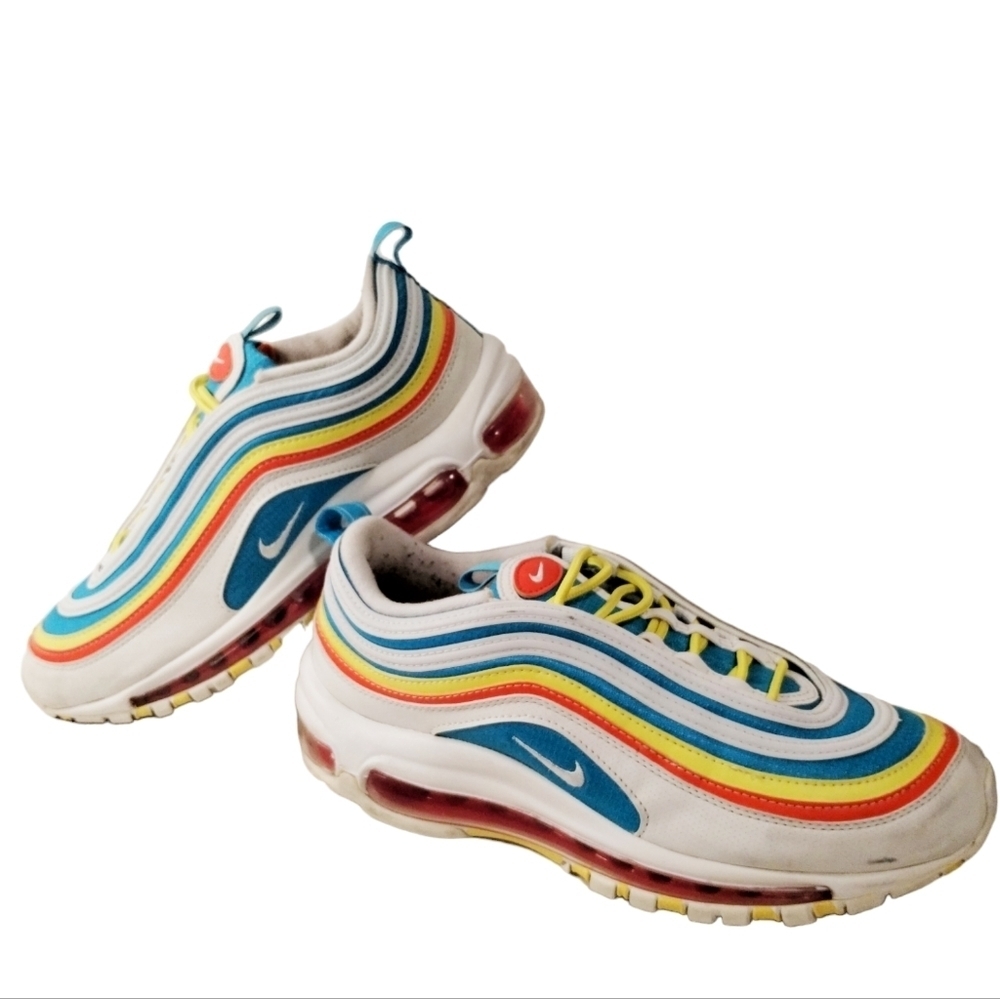 Nike AIR MAX '97 size 7Y Wht/Multi Rainbow Retro Streetwear
